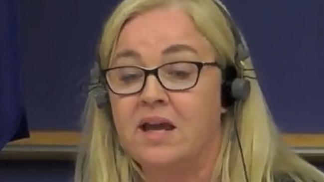 Pfizer executive Janine Small testifying before EU Parliament.