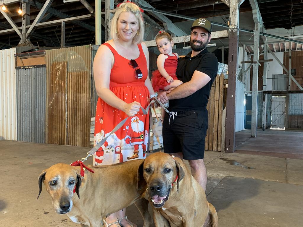 Kayla, Halle and Peter Shepherd with dogs Lexi (left) and Deazel. Picture: Duncan Evans