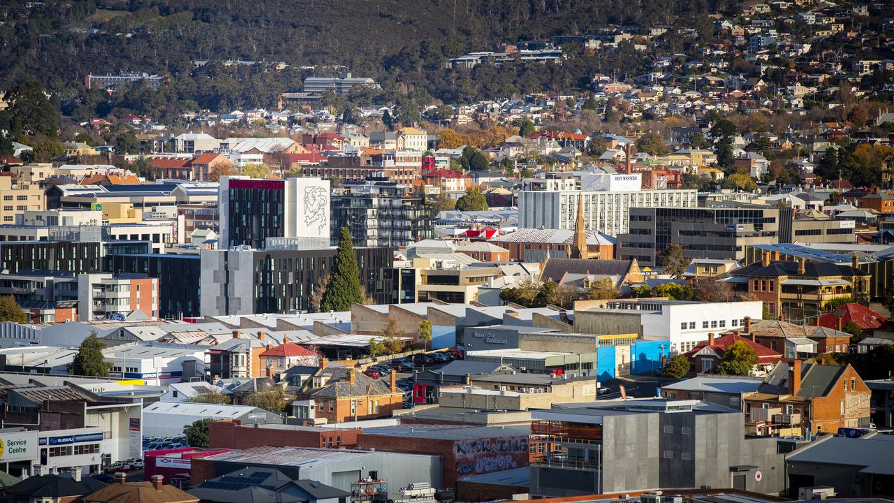 University of Tasmania building and signage, Hobart CBD. Picture: Richard Jupe File / generic / landscape / general view / educations / training / development / city / Hobart / capital / city deal