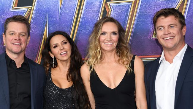 Matt Damon, his wife Luciana Barroso, Samantha and Luke Hemsworth at the premiere of Avengers: Endgame in Los Angeles in April 2019. Picture: Valerie Macon/AFP