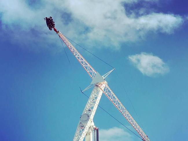 The Fury ride at the Melbourne Show has been closed after a primary-aged girl was injured. Picture: Facebook/FURY the Ultimate thrill ride