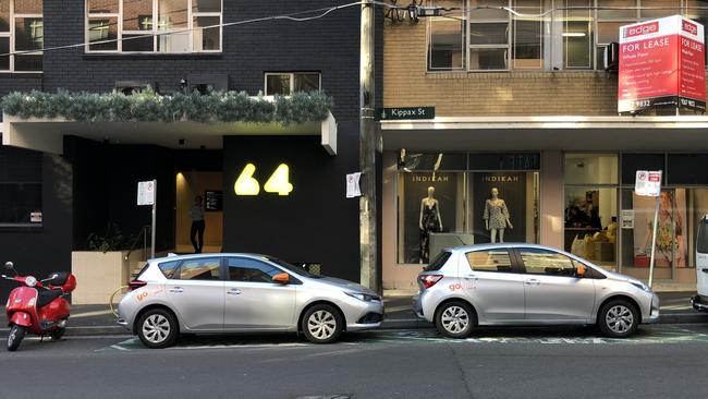 GoGet car sharing vehicles parked in assigned spot at Surry Hills, Sydney.