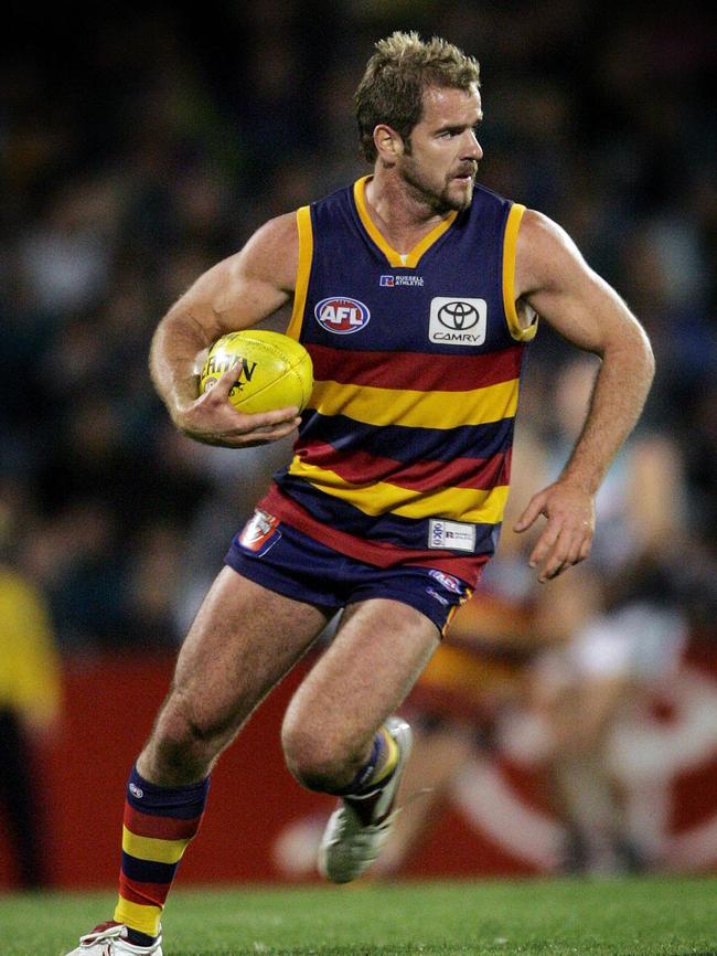 Mark Ricciuto at his bullocking best for the Crows. Picture: Michael Klein