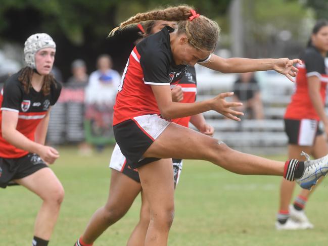 Kirwan State High School hosts St Patrick's College, Mackay, in round 1 of the 2025 Aaron Payne Cup. Senior Girls. Picture: Evan Morgan