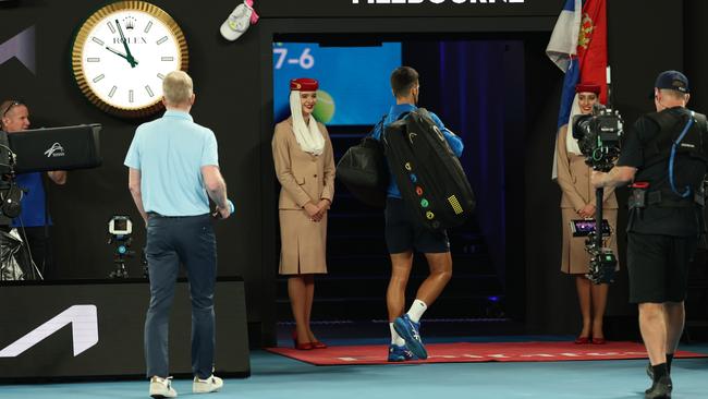 Novak’s walk off caused a stir. (Photo by Cameron Spencer/Getty Images)