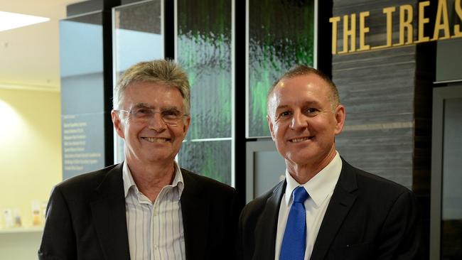 Former Labor minister John Hill with the-then premier Jay Weatherill in 2016. Picture Mark Brake