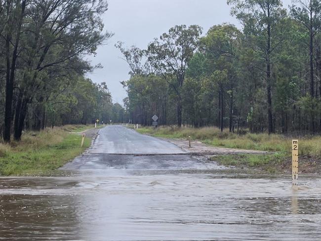 Flash flooding at Moonie Highway and Ducklo Gulera Road at Ducklo.