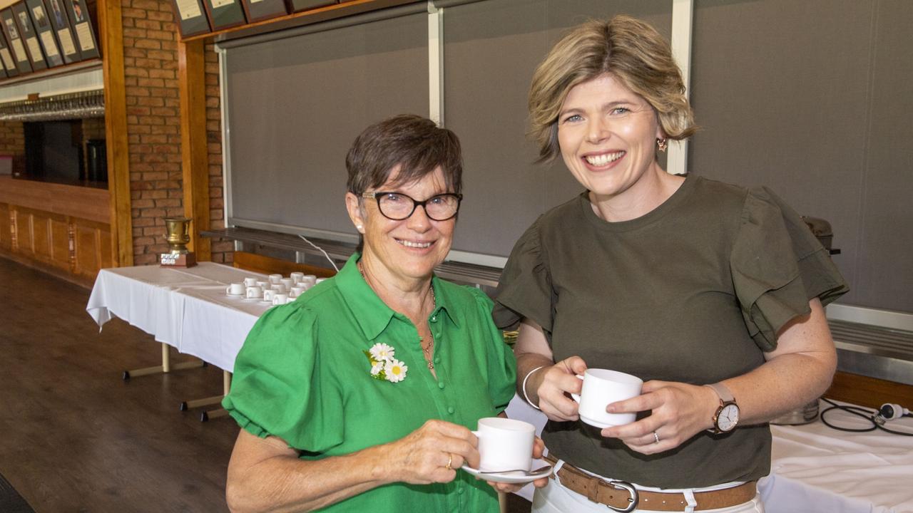 Narelle Hurse (left) and Kellie Gersekowski. The Chronicle Garden Competition Launch at the Glenvale Room, Toowoomba Showgrounds. Thursday, April 20, 2023. Picture: Nev Madsen.