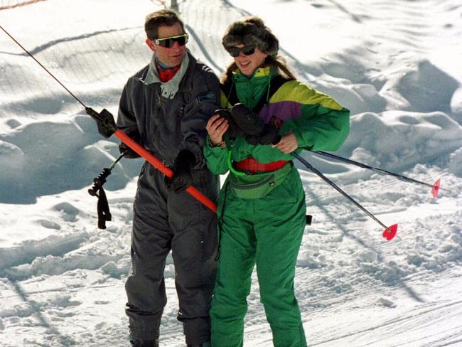 Prince Charles pictured with Tiggy Legge-Bourke in Switzerland in 1996. Picture: Supplied