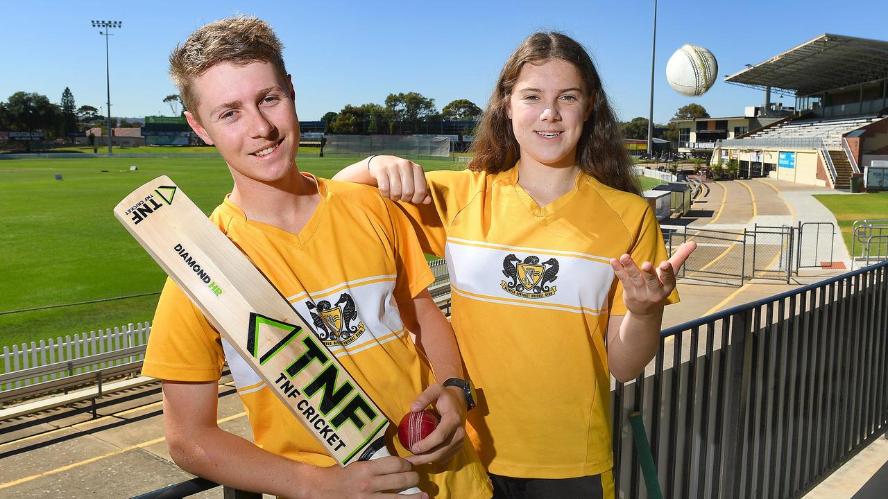 Glenelg cricketers Will and Lucy Bowering in 2019. Picture: Mark Brake