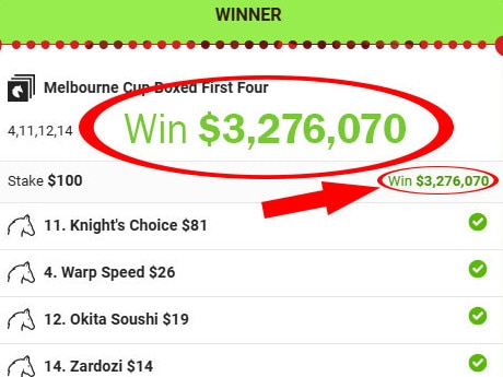 Now THAT's a win ... the lucky Ladbrokes punter's 2024 Melbourne Cup first four ticket which collected a whopping $3.2 million.