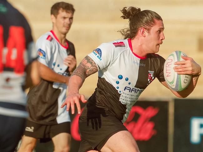 Isaac Taulelei had a big game in the centres for University Pirates. Picture: Glenn Campbell