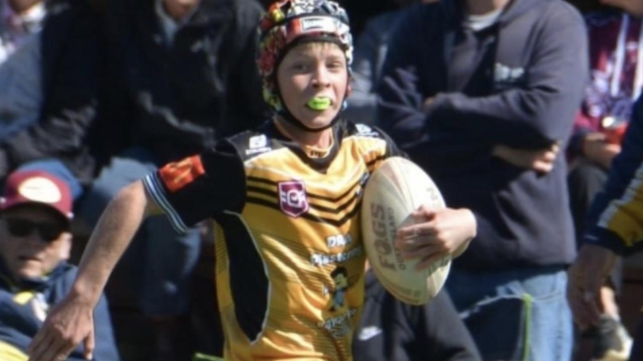 Braxton Allen finds space for the Gatton Hawks under-12s during a Toowoomba Junior Rugby League match.