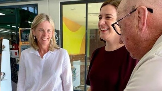 LNP Moncrieff candidate Angie Bell on the campaign trail with LNP leader Deb Frecklington.