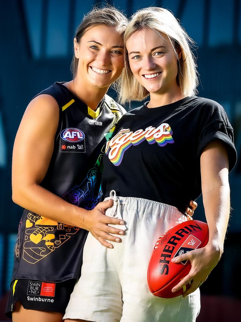 Richmond AFLW player Kate Dempsey and partner Ellie George. Picture: Ian Currie