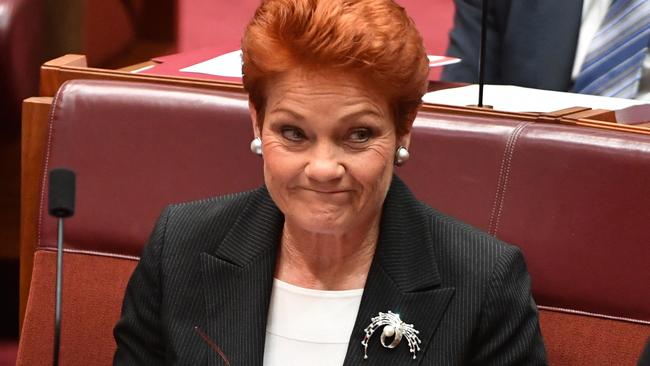 One Nation leader Senator Pauline Hanson is pushing for a ban on face coverings. Picture: AAP