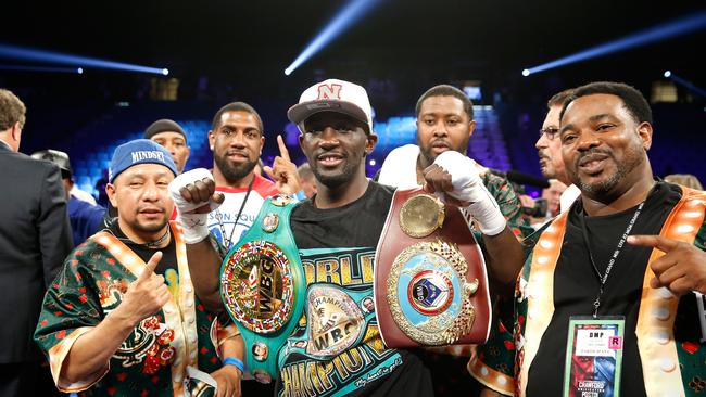 Terence Crawford after victory over WBC champion Viktor Postol in 2016. Picture: Steve Marcus/Getty Images