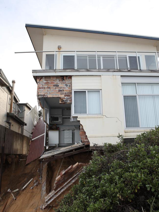 One of the houses damaged by the massive waves from the shoreline. Picture: David Swift