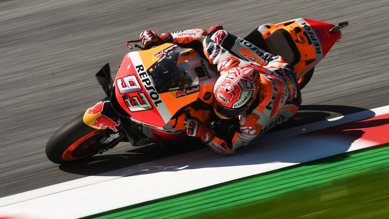 Championship leader Marc Marquez set the quickest time on his Honda during Friday’s two practice sessions for this weekend’s Austrian MotoGP.