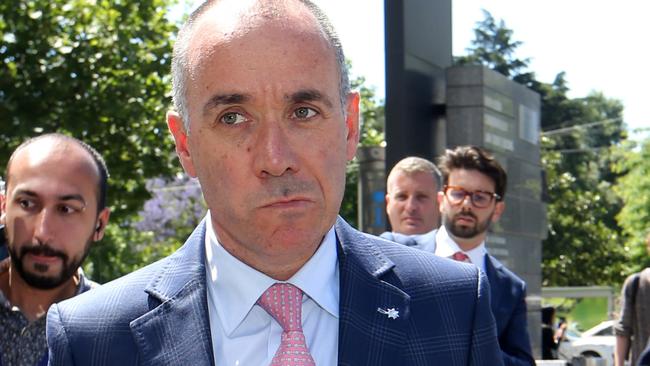 NAB chief executive Andrew Thorburn leaves the banking royal Commission in Melbourne this week. Picture: David Geraghty