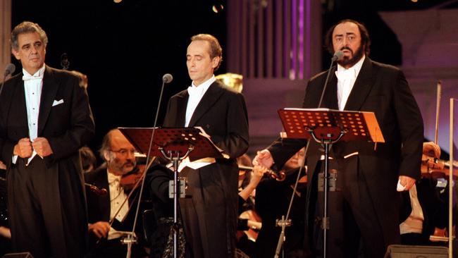 Domingo, Carreras and Pavarotti in concert at Melbourne Cricket Ground. Picture: NCA.