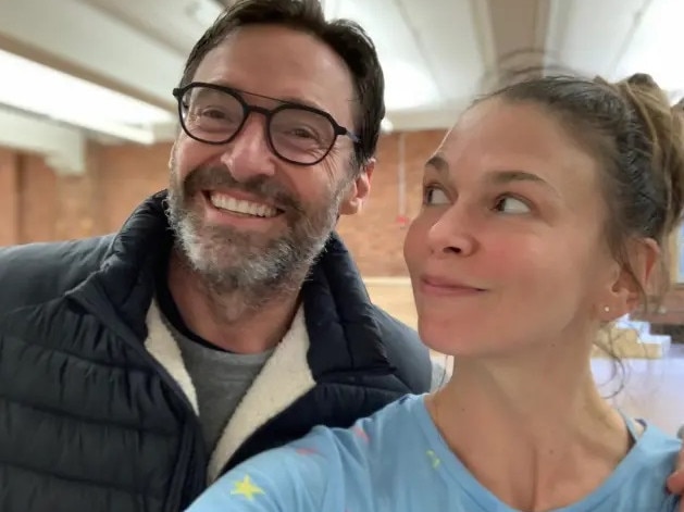 The pair also appeared flirty offstage during rehearsals. Picture: hughjackman/Instagram
