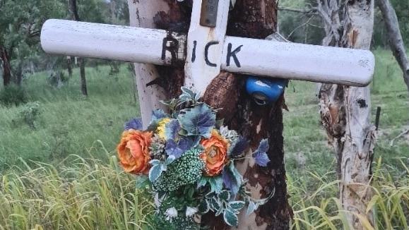 The Department of Transport and Main Roads is looking for the owner of this roadside memorial at Bowen. Picture: Facebook