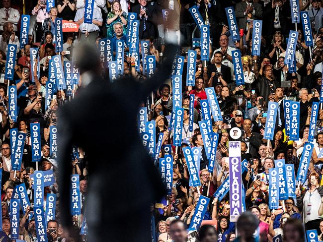 President Barack Obama rocked out to Lose Yourself by Eminem before addressing the Democratic National Convention on July 27. Picture: Sean Simmers/PennLive.com via AP