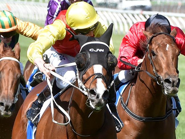 Race 6, The Darley Classic, won by Delectation ridden by James McDonald and trained by Chris Waller . EmiratesStakes15 Picture: Jay Town