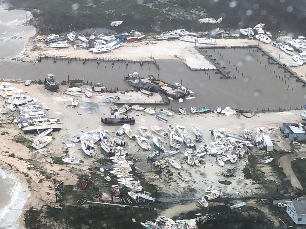 Boats are strewn across a marina in Andros Island, Bahamas. Picture: AFP