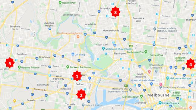 A map of the painted electrical boxes across Melbourne.