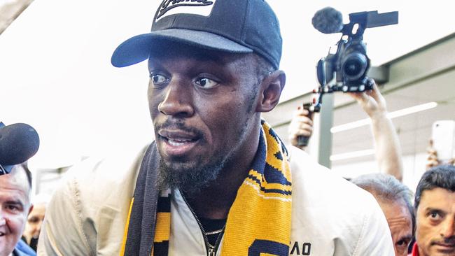 Usain Bolt has brought world attention to the Central Coast Mariners. Picture: Jenny Evans