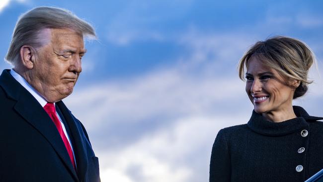 Melania and Donald Trump have rarely been seen together since Trump left the White House. Picture: Pete Marovich/Pool/Getty Images.