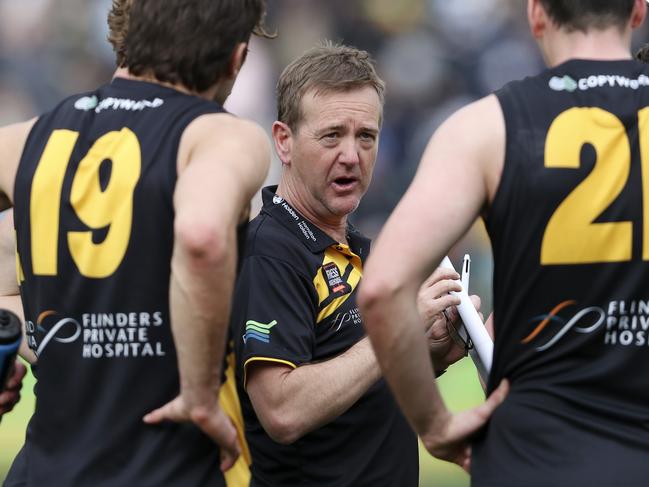 SANFL - GRAND FINAL  22/09/19 - Port Adelaide v Glenelg at Adelaide Oval. Glenelg Coach Mark Stone Picture SARAH REED