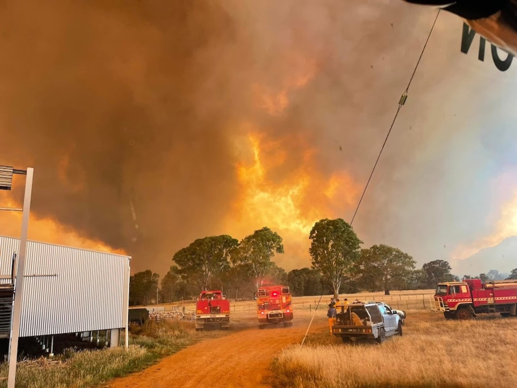 Trucks rush to the blaze in the Grampians. Picture: Hamilton Fire Brigade