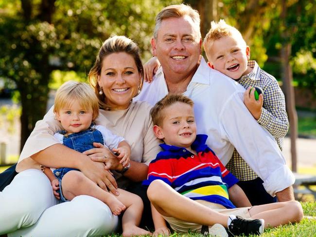 Corrections Minister Anthony Roberts with wife Alicia and their growing brood.