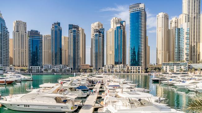 The luxury Dubai marina where the group were arrested shortly after docking.