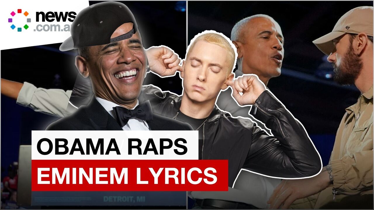 Obama raps Eminem lyrics at Harris rally in Detroit