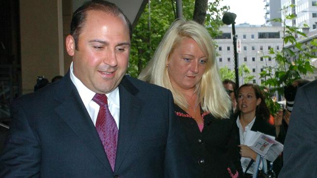  Tony Mokbel (left) with Nicola Gobbo outside court.