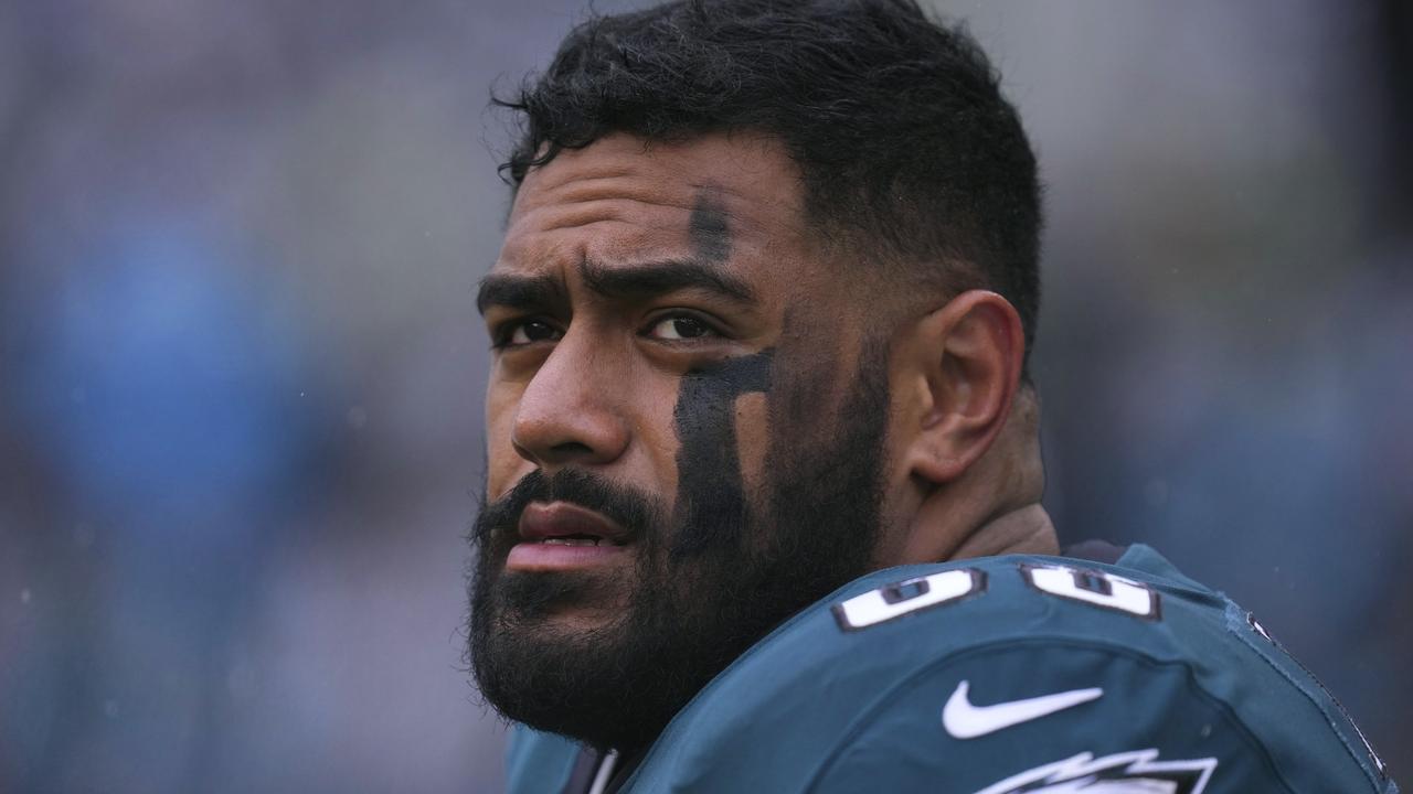 Jordan Mailata is focused on the Super Bowl. Picture: Mitchell Leff/Getty Images