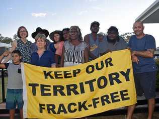 PEOPLE POWER: Great Anti-Fracking Bus Trip tour members stop in Chinchilla. Picture: Brooke Duncan