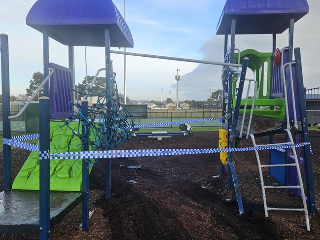 A car crashed into this Richmond Oval playground last night.