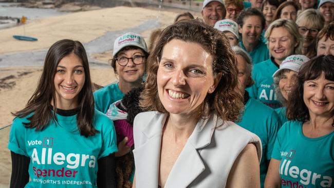 Allegra Spender and her supporters at Bronte Beach.