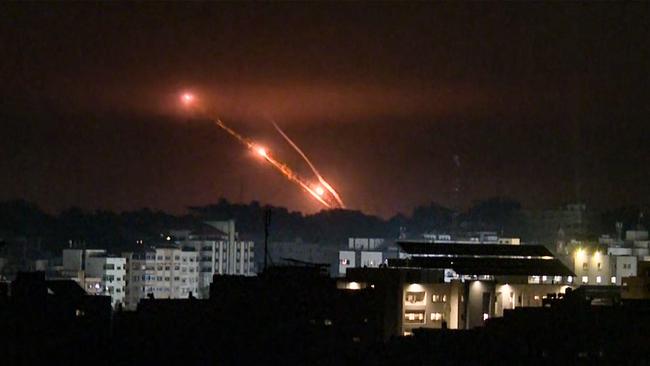 A salvo of rockets fired from Gaza City on October 27. Picture: AFP