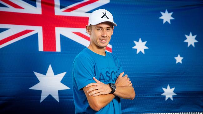 2019 Australian Open — Practice sessions. Alex de Minaur poses for the Herald Sun. Picture: Mark Stewart