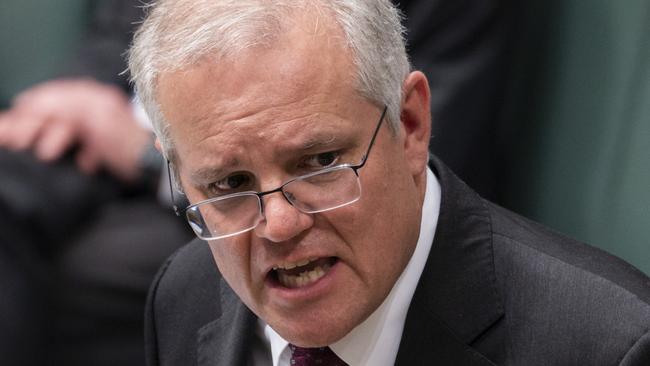 Scott Morrison in question time on Wednesday. Picture: Martin Ollman