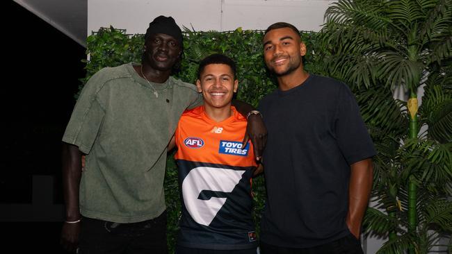 Josaia Delana after finding out he has been drafted by the GWS GIANTS. Thursday the 21st of November, 2024. (Photo by Ryan Jones/GWS GIANTS)