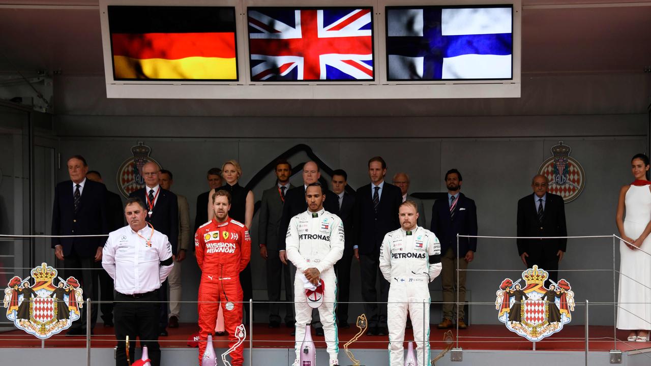 Sebastian Vettel separated the two Mercedes drivers on the podium for the first time this season.