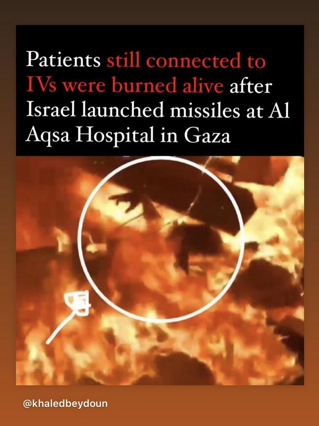 The posts included images of people burning, purportedly as a result of Israeli missile strikes in Gaza.