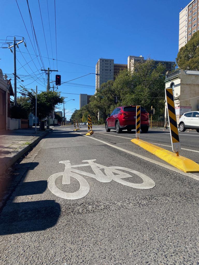 Temporary bicycle lanes on Elizabeth St, North Richmond.